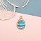 Alloy Enamel Pendant, Egg Charms, for Easter, Deep Sky Blue, 22x14mm