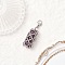 Round Natural Amethyst Pendant Decoration, with 304 Stainless Steel Jump Rings and Lobster Claw Clasps, 45~46mm