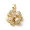 Brass Micro Pave Cubic Zirconia Pendants, Flower, Golden, 19x17x8.5mm, Hole: 5x2.5mm