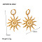 304 Stainless Steel Hoop Earrings, Golden, Sun, 51.6mm