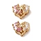 Brass Micro Pave Cubic Zirconia Beads, Heart with Bowknot, Real 18K Gold Plated, Pearl Pink, 9.5x12x8mm, Hole: 1mm