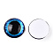 Glass Cabochons, Half Round with Eye, Deep Sky Blue, 20x6.5mm