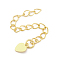 Brass Ends with Chain, Long-Lasting Plated, Heart, Golden, 55mm