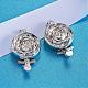 Platinum Plated Sterling Silver Rose Flower Box Clasps STER-K014-H718-1P-4