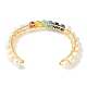 Natural Pearl Bead & Mixed Gemstone Beads Cuff Bangles for Women Girl Gift BJEW-JB06826-03-2