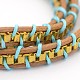 Three Loops Braided Box Chain Leather Cord Wrap Bracelets BJEW-O067-13-2