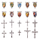 Pandahall 1 set bricolage pendentif faisant avec des pendentifs croix crucifix en argent tibétain et des liens en alliage composants de lustre de couleur mixte liens ovales 23x15x4mm DIY-PH0019-62-3