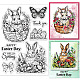 GLOBLELAND Easter Bunny Basket Clear Stamps for DIY Scrapbooking Easter Rabbit Eggs Silicone Clear Stamp Seals Transparent Stamps for Cards Making Journal Decor DIY-WH0448-0467-1