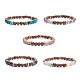 Bracelet extensible en perles rondes en bois de wengé naturel et pierres précieuses pour femme BJEW-JB07544-1