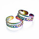Colore arcobaleno 304 anello per polsino a forma di catena barbazzale in acciaio inossidabile RJEW-N038-037M-3
