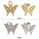 CHGCRAFT 4pcs Butterfly Brass Micro Pave Clear Cubic Zirconia Charms Platinum and Golden Pendants with Jump Ring for DIY Jewelry Makings ZIRC-CA0001-02-3