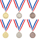 Ahandmaker6個3色スポーツメダル  1位2位3位メダルゴールドシルバーブロンズ賞メダル賞オリンピックスタイルの優勝メダル、学校の大会イベントパーティーの好意のためのネックリボン付き AJEW-GA0003-64-1