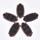 環境に優しい牛革レザーのビッグペンダント  染色木材  模造ラタン編み風  ブラック  67x33.5x4mm  穴：1.2mm FIND-S301-31A-01-1