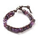Bracelet de perles tressées en agate naturelle cube avec arbre de vie en alliage BJEW-JB08250-02-1