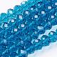 Faceted Dark Cyan Glass Rondelle Beads Strands X-GR12MMY-69-1