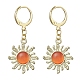 3 Pair 3 Color Alloy Sun Dangle Leverback Earrings with Cat Eye EJEW-JE05587-3