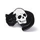 猫と頭蓋骨のエナメルピン  バックパックの服のためのハロウィーンの合金のブローチ  電気泳動黒  カラフル  24x30x1mm FIND-K005-20EB-1
