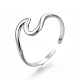 304 Stainless Steel Sea Wave Cuff Rings, Open Rings for Women Girls, Stainless Steel Color, US Size 7(17.9mm)