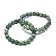 Natürliche grüne Fleck Jaspis Perlen Stretch Armbänder BJEW-K212-C-017-1