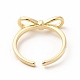 Rack Plating Brass Bowknot Open Cuff Ring for Women RJEW-F142-03G-3
