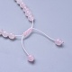 Braccialetti di perline rotondi intrecciati in quarzo rosa naturale regolabili BJEW-PH01416-3