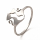 304 anello da dito doppio gatto in acciaio inossidabile per donna RJEW-K239-04P-1