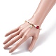 Stretch-Armband aus Naturperlen und Millefiori-Glasperlen mit Herz- und Münzanhänger für Damen BJEW-TA00060-3
