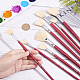 GORGECRAFT 9Pcs Fan Paint Brushes Set Artist Professional Fan Paintbrushes Bristle Hair Brushes with Dark Red Wooden Handle for Oil Acrylic Watercolor Painting Art Beginners Stationery Supplies AJEW-GF0004-56-3