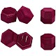 Nbeadsベルベットリングボックス  六角  赤ミディアム紫  1-3/4x1-7/8x1-3/4インチ（4.3x4.9x4.3cm） VBOX-NB0001-03D-1