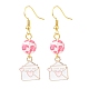 3 paio di 3 ciondoli smaltati in lega rosa stile e orecchini pendenti con perline in resina EJEW-JE05030-05-4