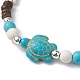 Fußkettchen aus synthetischen türkisfarbenen geflochtenen Perlen mit Seestern und Schildkröte AJEW-AN00564-02-3