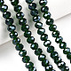 電気メッキガラスビーズセット  パール光沢メッキ  多面カット  ロンデル  濃い緑  10x8mm  穴：1mm  約65~66個/連  20.8~21.2インチ（53~54cm） EGLA-A034-T10mm-A31-4