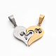 Les amateurs de bijoux couple valentine 304 inoxydable cardiaques strass en acier avec le mot i aiment vous avez renversé pendentifs STAS-E090-83G-1