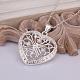 Simple Silver Plated Brass Cubic Zirconia Heart Pendant Necklaces For Women NJEW-BB12787-4