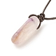 Collier pendentif pépite d'améthyste naturelle avec cordon en cuir de vachette NJEW-JN03882-01-5