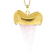 天然石ローズクォーツペンダント  真鍮パーツ  ゴールドカラー  サメの歯の形状  46x36x9mm  穴：8x5mm G-N0052-13A-2