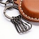 Flat Round Iron Leather Keychain AJEW-F006-02B-2