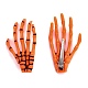 ハロウィンのスケルトンの手骨のヘアクリップ  プラスチック＆鉄ワニのヘアクリップ  オレンジ  72x41x6mm PHAR-H063-A04-2