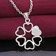 Silver Color Plated Brass Cubic Zirconia Flower Pendant Necklaces NJEW-BB09504-2
