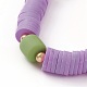 Polymer Clay Heishi Beads Stretch Charm Bracelets BJEW-JB05912-4