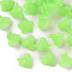 Smerigliato perline fiore acrilico trasparente verde X-PLF018-05-1