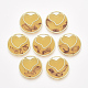 エポキシ樹脂ペンダント  合金パーツ  ハート付きフラットラウンド  ゴールドカラー  ゴールデンロッド  25x1.5mm  穴：3x5mm RESI-S368-07B-1