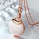 Real Rose Gold Plated Tin Alloy Cat Eye Flat Round Pendant Necklaces NJEW-BB06262-RG-2