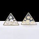 エポキシ樹脂ペンダント  ABS樹脂製模造パールと真鍮製パーツ  三角形  ライトゴールド  30x34x8mm  穴：1.8mm KK-T045-02-2