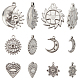 DICOSMETIC 12pcs 6 Styles Stainless Steel Sun with Moon Pendants Rhinestone Cabochons Pendants Evil Eye Charms Mixed Style Pendants for Jewelry Making STAS-DC0003-38-1