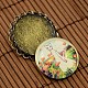 25x7mm Flat Round Cat Pattern Tempered Glass Cabochons and Antique Bronze Brass Brooch Settings Sets Jewelry Making DIY-X0084-NF-3