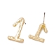 Brass Number Stud Earrings with 925 Sterling Silver Pins for Women EJEW-A077-01A-3