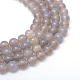 Brins ronds de perles en agate grise naturelle X-G-R345-6mm-07-1