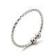 304 anneau de manchette ouvert perlé en acier inoxydable pour femme RJEW-E070-02P-1