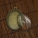 40x30mm Oval Transparent Clear Glass Cabochons and Antique Bronze Zinc Alloy Pendant Cabochon Settings DIY-X0155-AB-NR-3